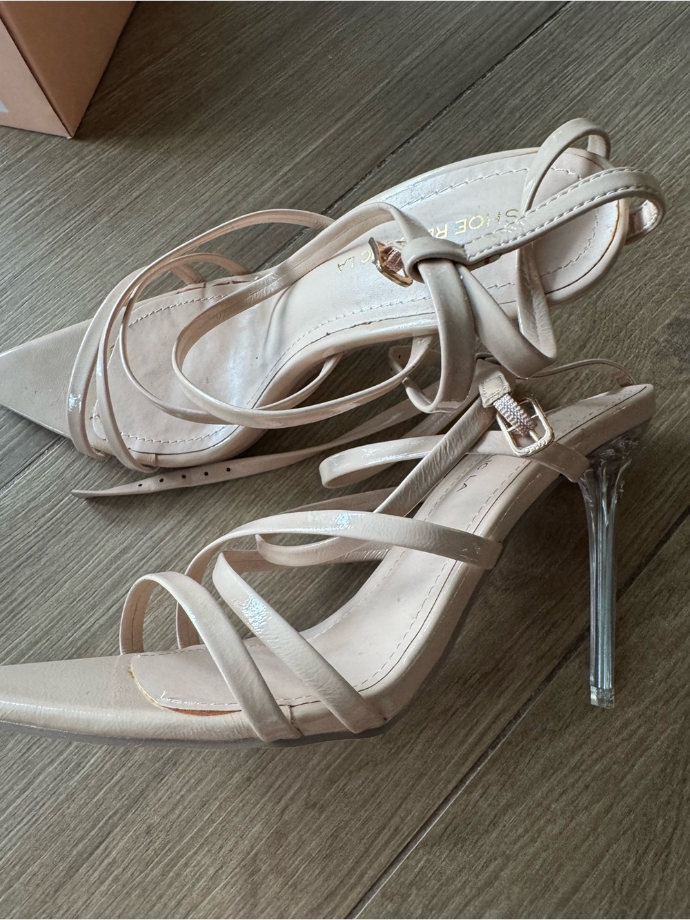 NWOT Republic LA Nude Strappy Clear Stiletto Heels